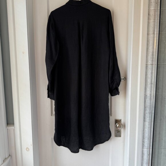 Ode to Sunday: "Ida Linen Shirt Dress" Black. Size M. - Picture 2 of 3